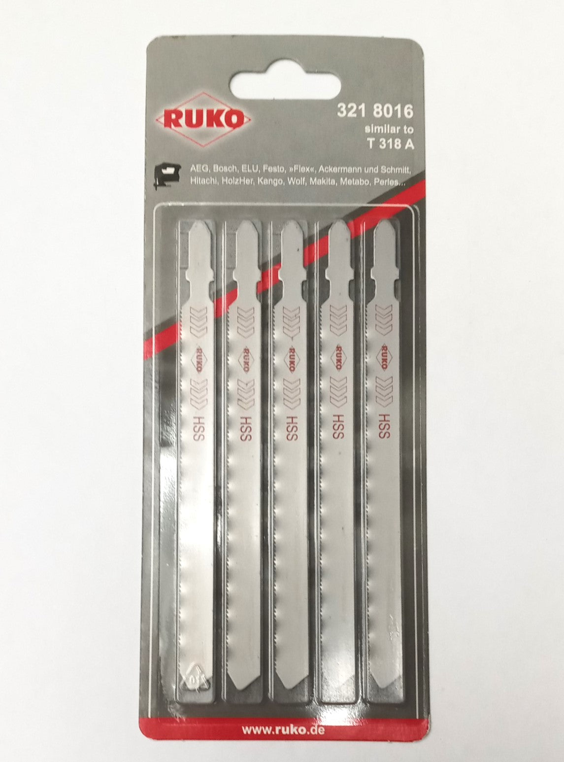 Ruko T-shank Jig-Saw Blades T-318A (5pcs) 3218016 Germany