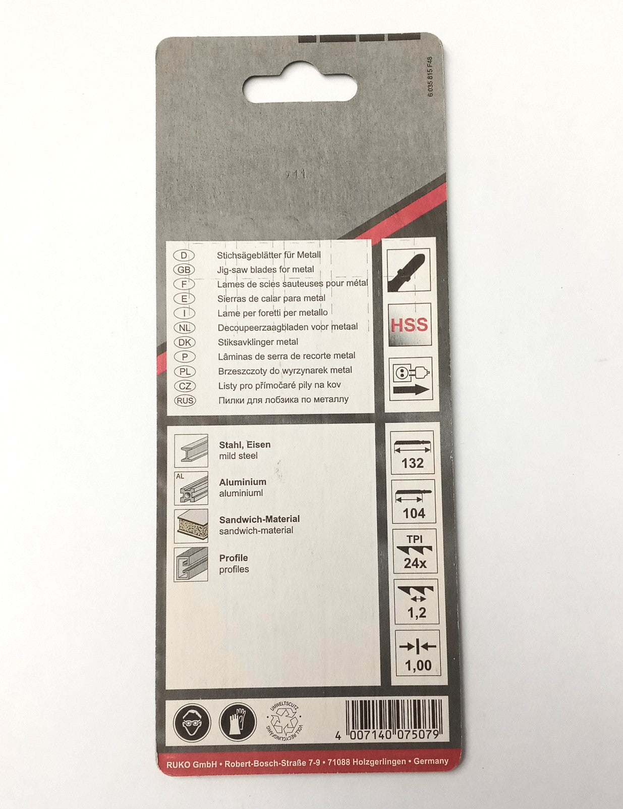 Ruko T-shank Jig-Saw Blades T-318A (5pcs) 3218016 Germany