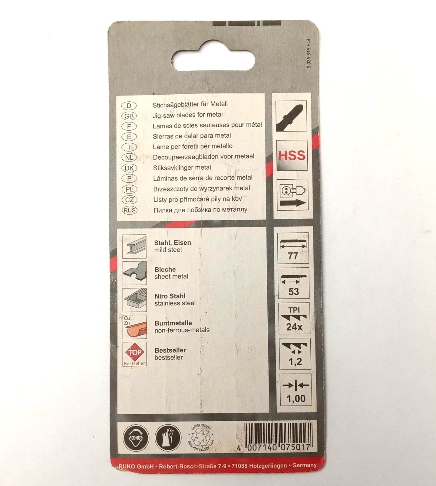 Ruko T-shank Jig-Saw Blades T-118A (5pcs) 3218010 Germany