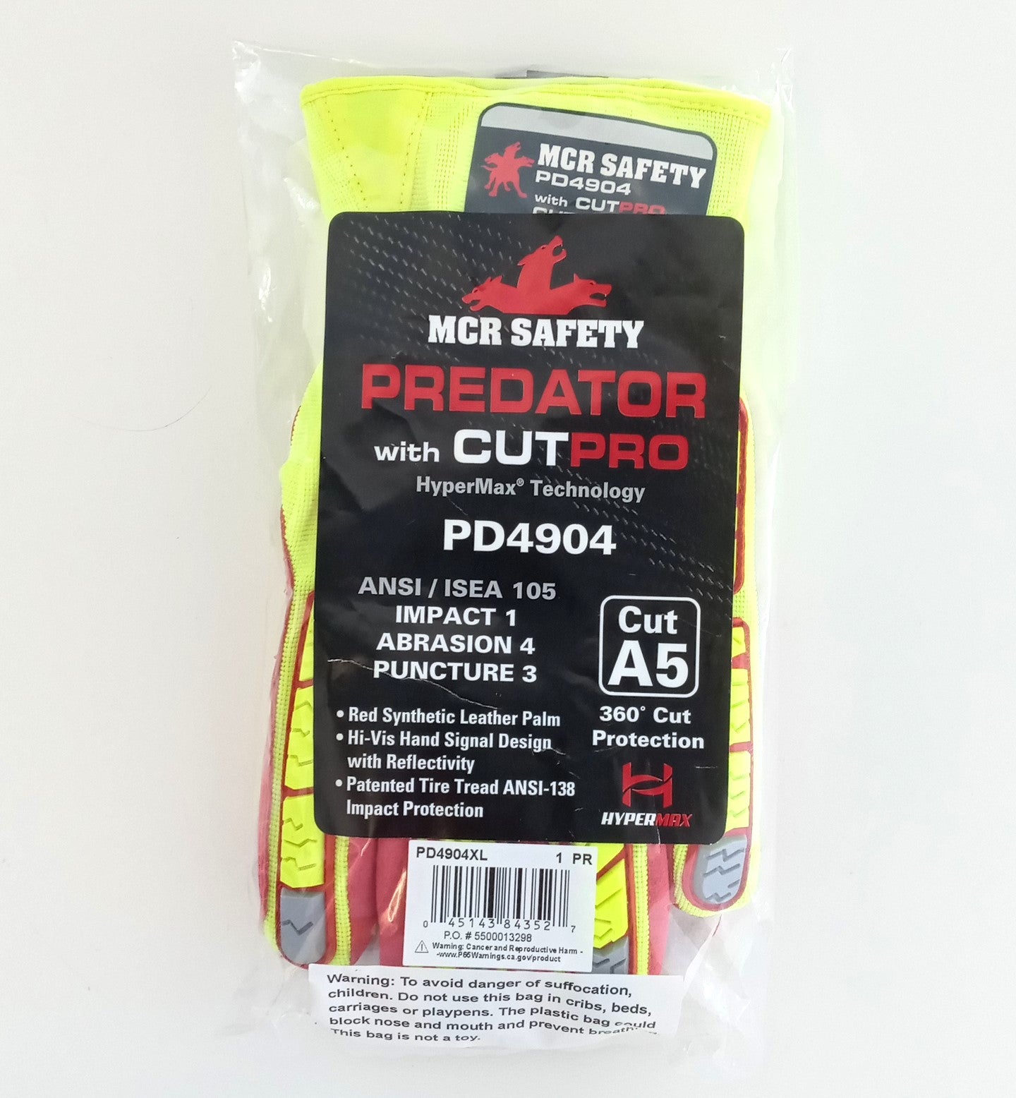 MCR Safety Predator Mechanics Gloves CutproA5 Hyper Max PD4904XL