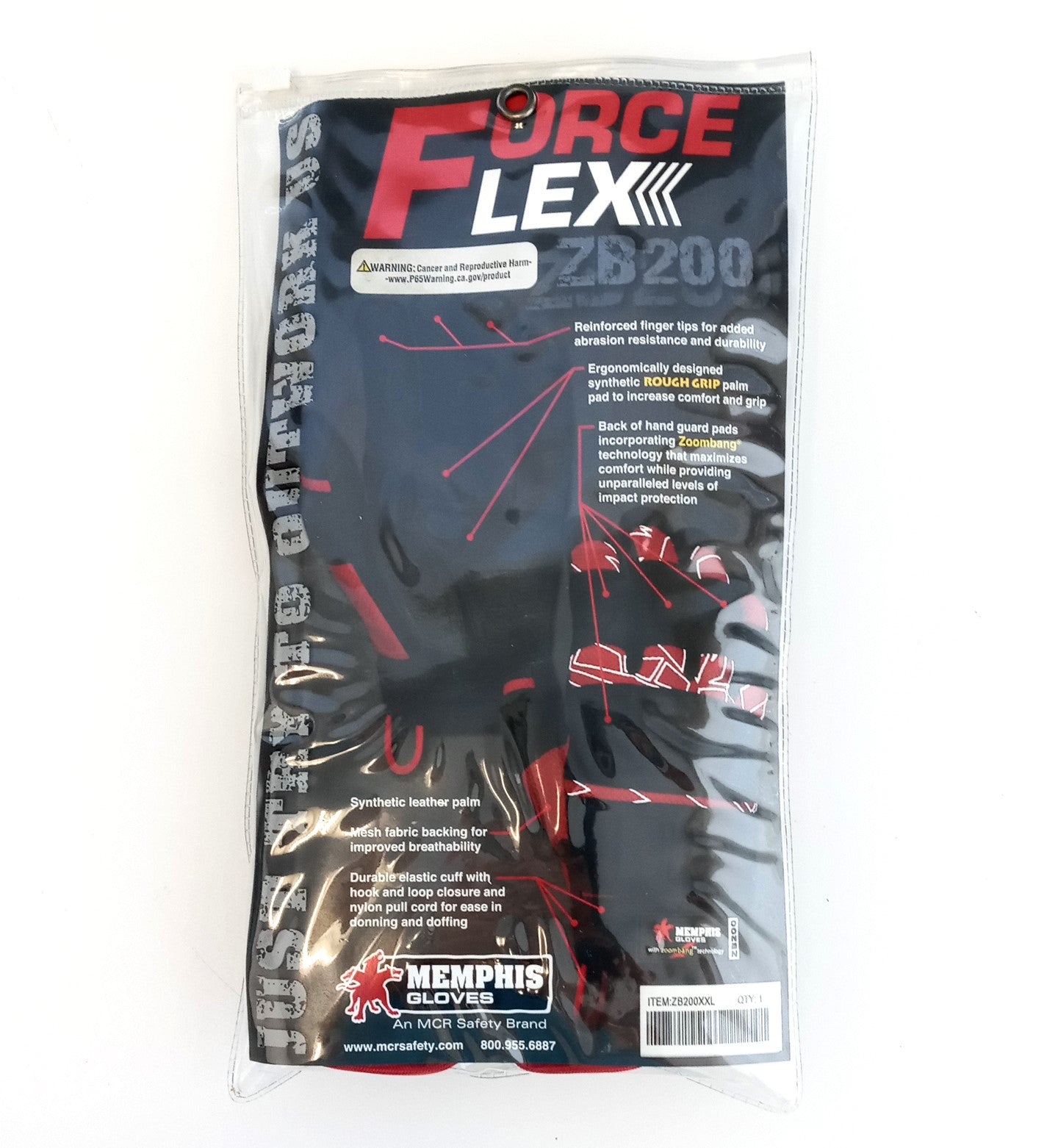 MCR Safety ForceFlex Mechanics Gloves - Zoombang Back of Hand Protection ZB200XL