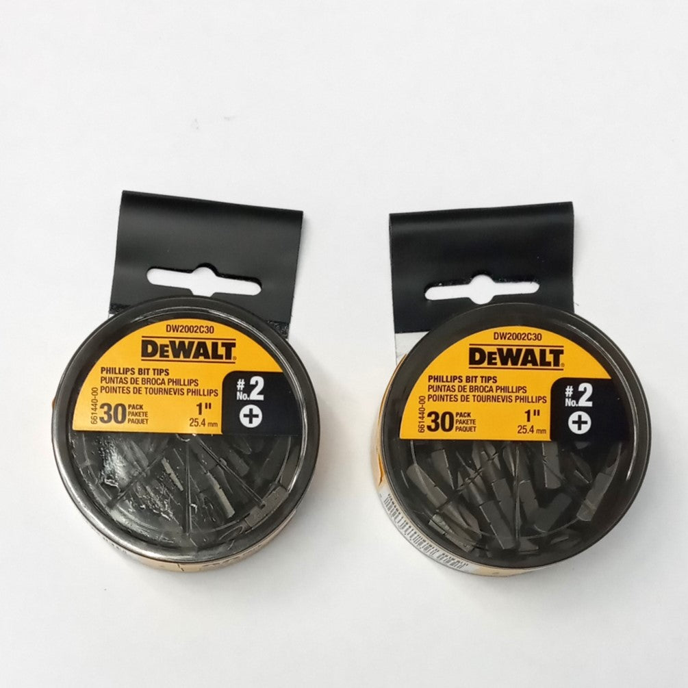 DEWALT 1" #2 30 Pack Screwdriver Bits New In Box (60) Bits Total 2 Pac DW2002C30