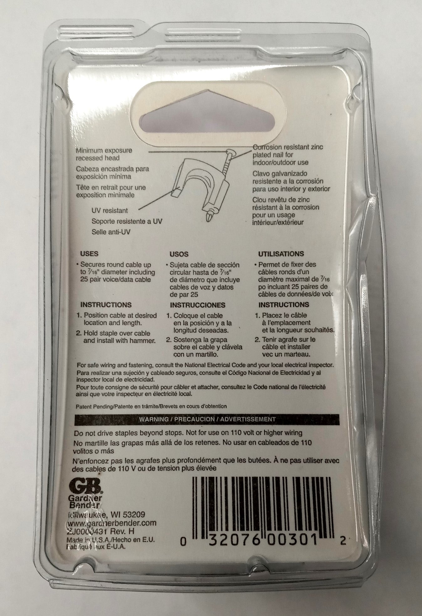 Gardner Bender PSG-15 7/16" Low Voltage Staples 15pcs USA