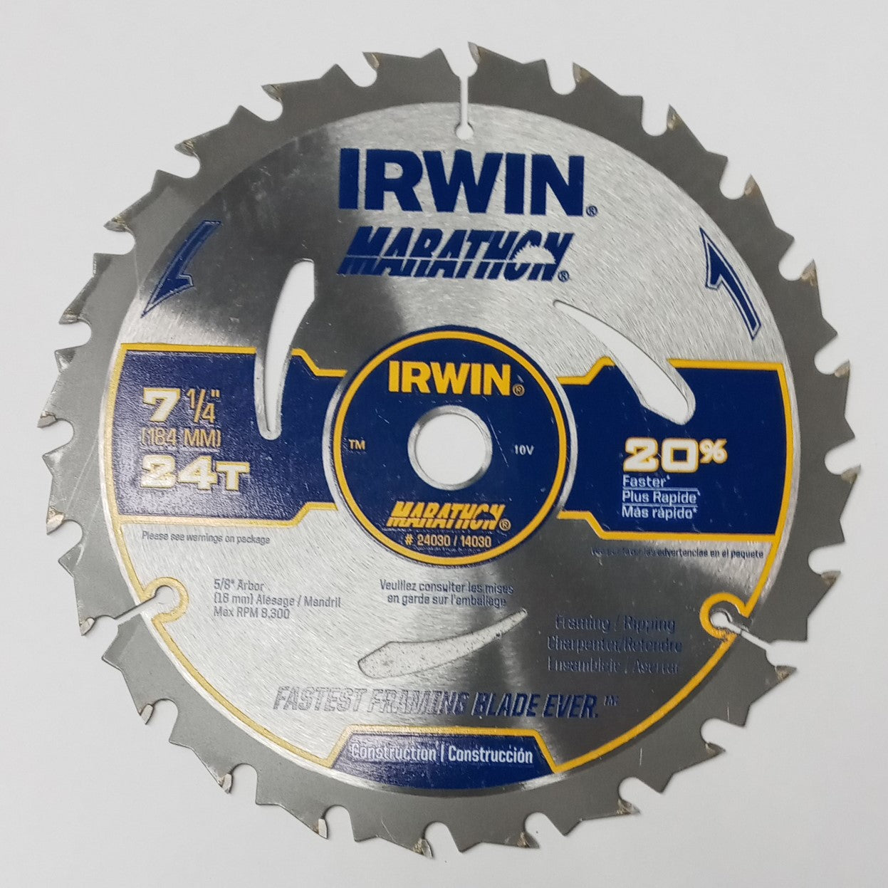 Irwin Marathon Carbide Circular Saw Blade 7-1/4" 24T Framing Ripping 24030 #R01
