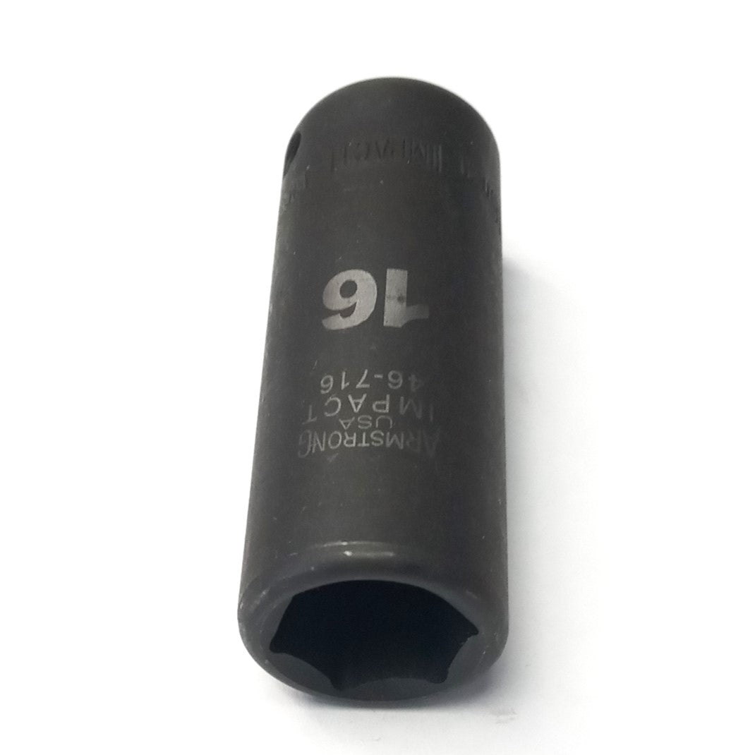 Armstrong 16mm Deep Impact Socket 3/8" Drive 6 Point USA 46-716