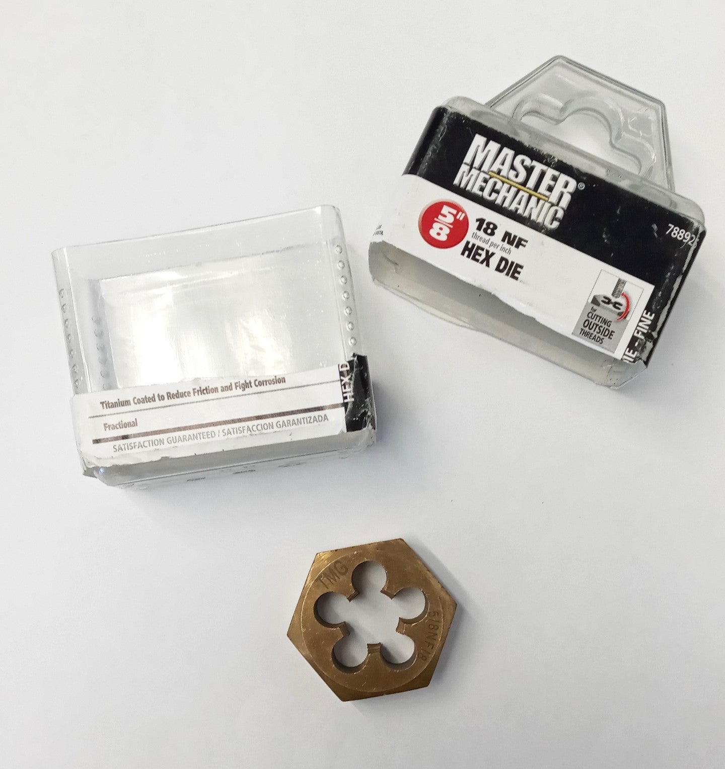 Master Mechanic 788925 5/8" 18 NF Titanium coated Hex Die - Fine