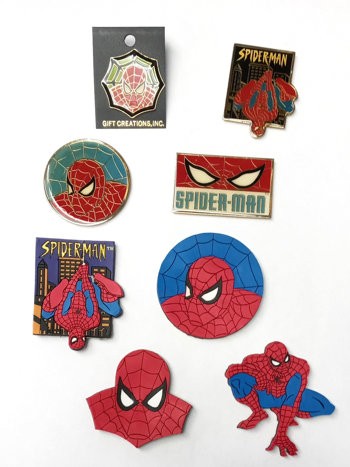 Marvel Spiderman Vintage Refrigerator Magnets & Pin 8 Piece Set