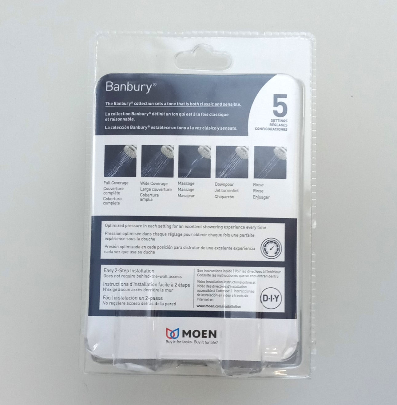 Moen Banbury White 5 Function Wallmount Showerhead 23045W