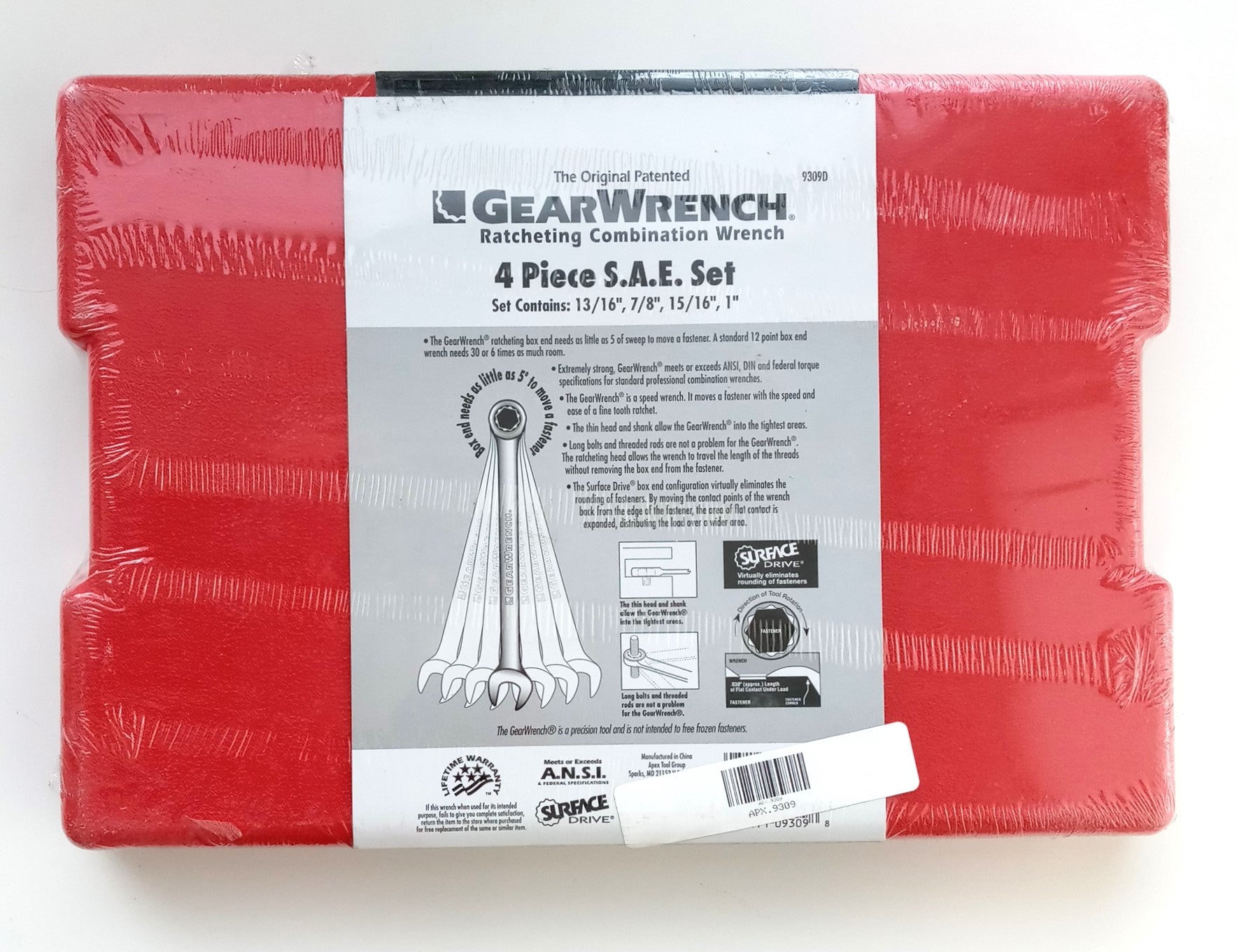 GearWrench 4Pc. SAE Ratcheting Wrench Combination Set 12Pt. 9309