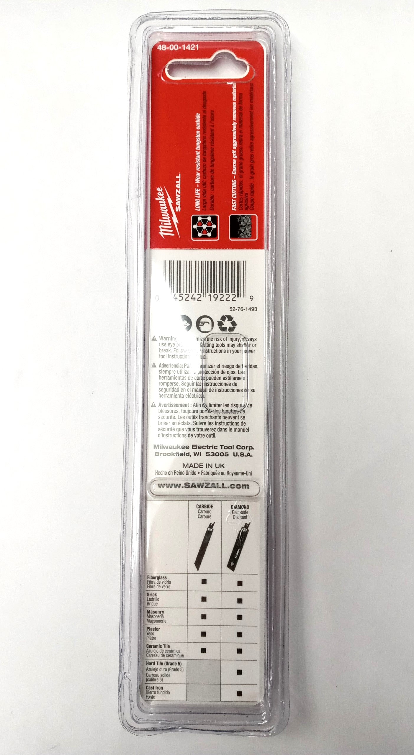 Milwaukee 6 in. Carbide Grit Sawzall Saw Blade U.K. 48-00-1421 (2pks)