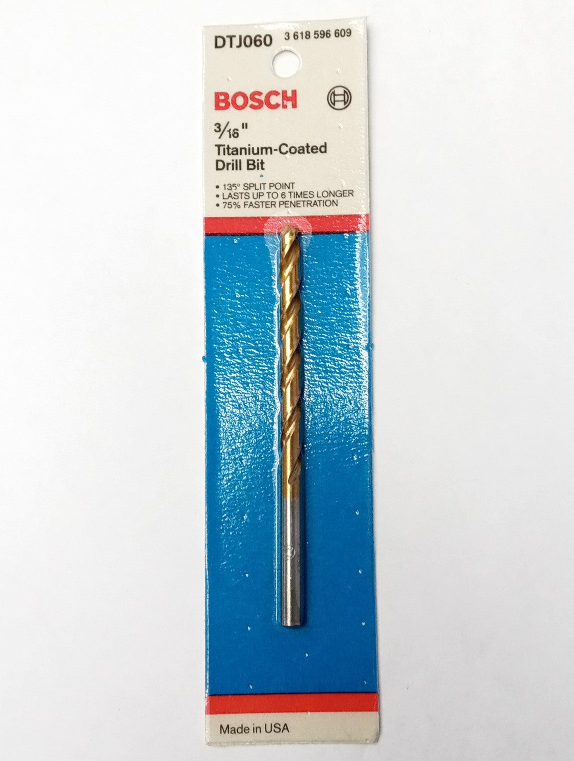 Bosch 3/16" x 3-1/2" Titanium-coated drill bit DTJ060 USA