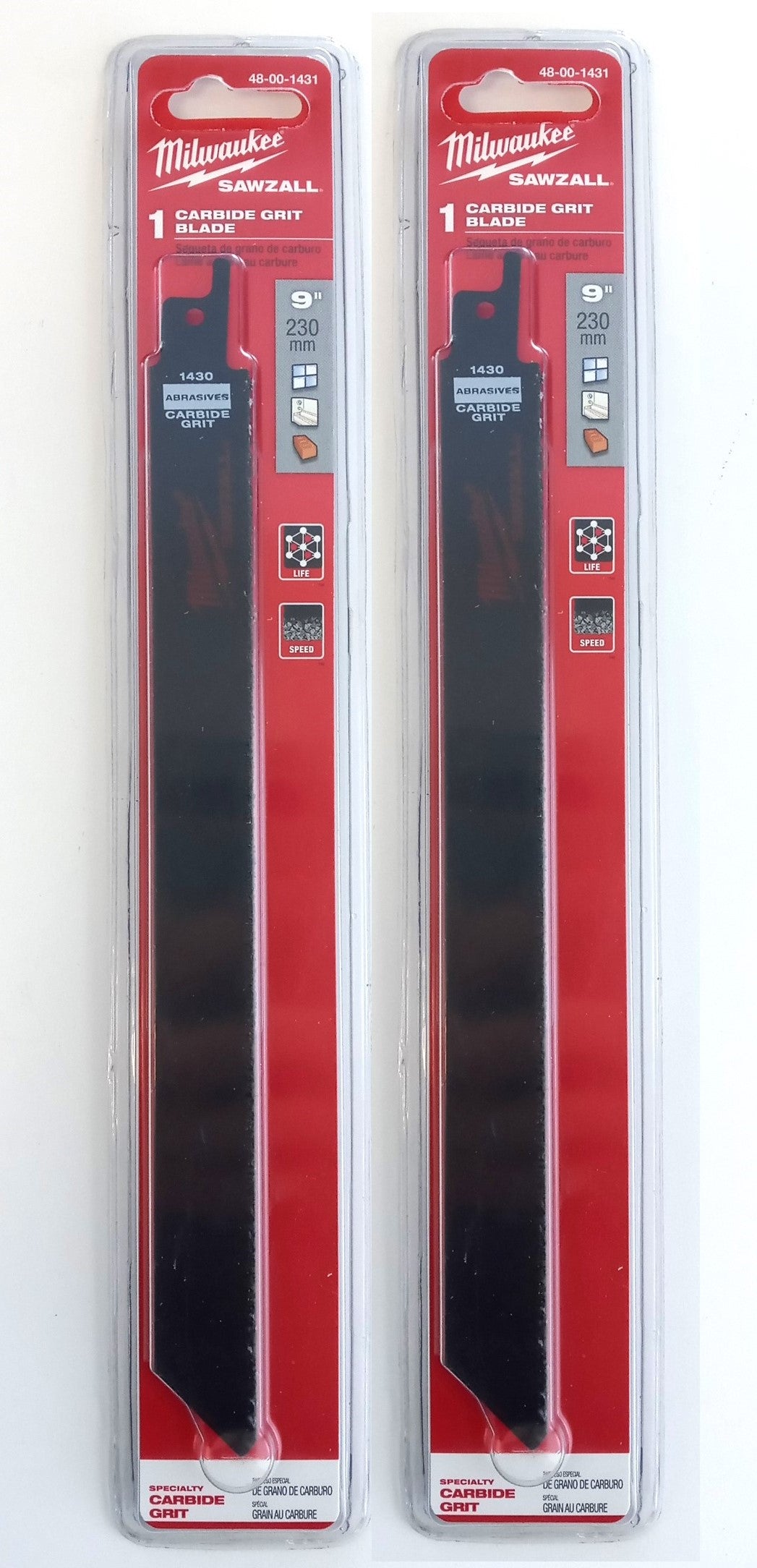 Milwaukee 9" Carbide Grit Sawzall Blade United Kingdom 2pcs 48-00-1431 United Ki