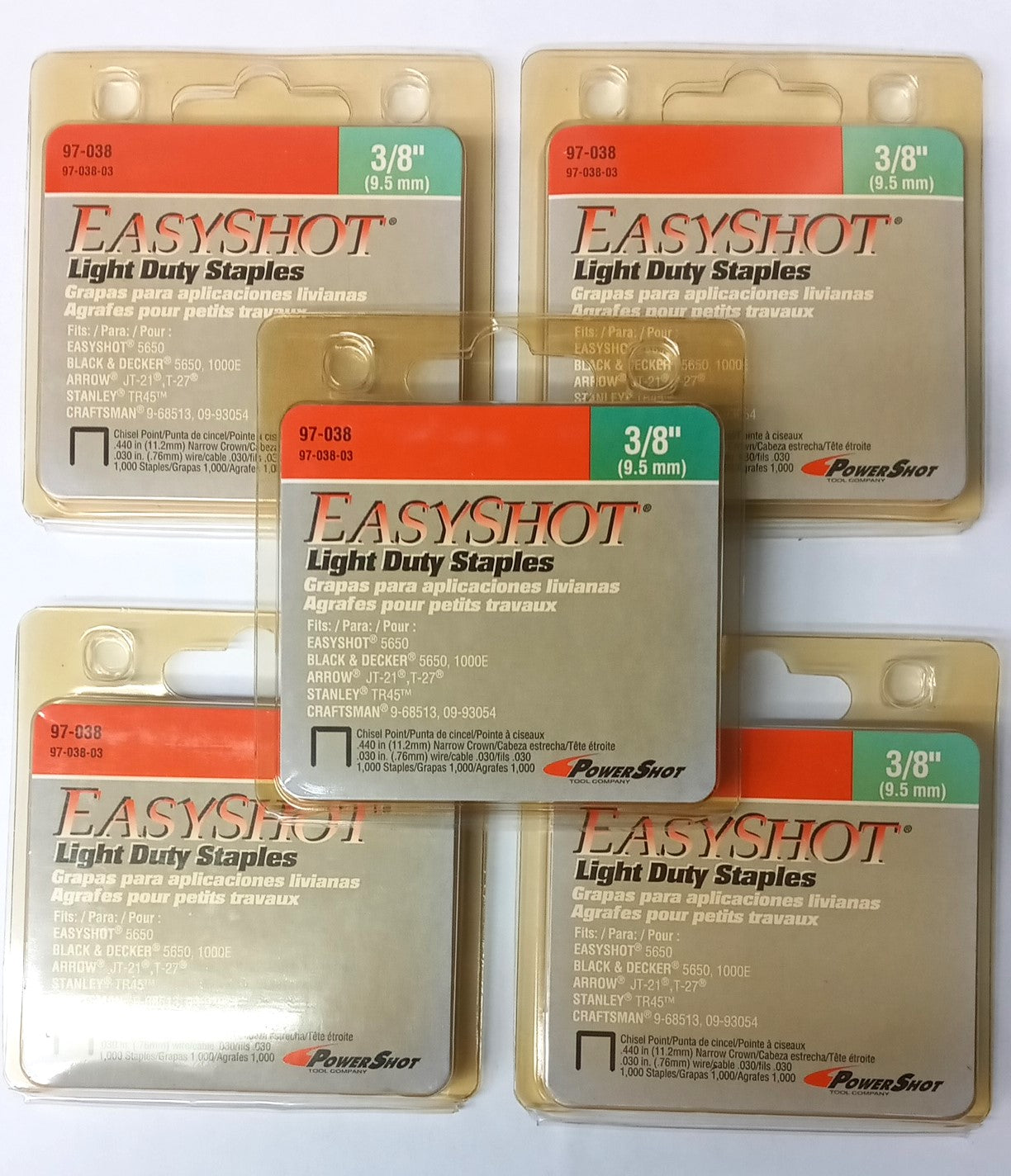 Powershot 3/8" Light Duty Staples Fits Arrow Craftsman 5000pcs (5pks) 97-038