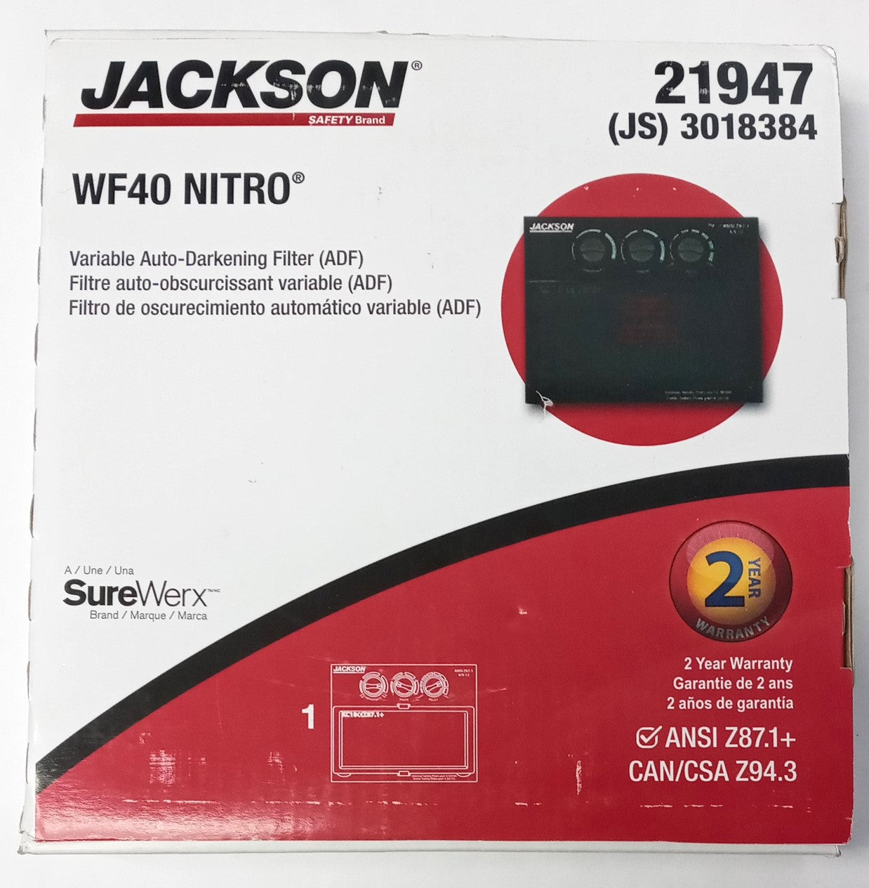 Jackson Safety Filter Plate W40 Nitro Variable Auto Darkening Filter 21947