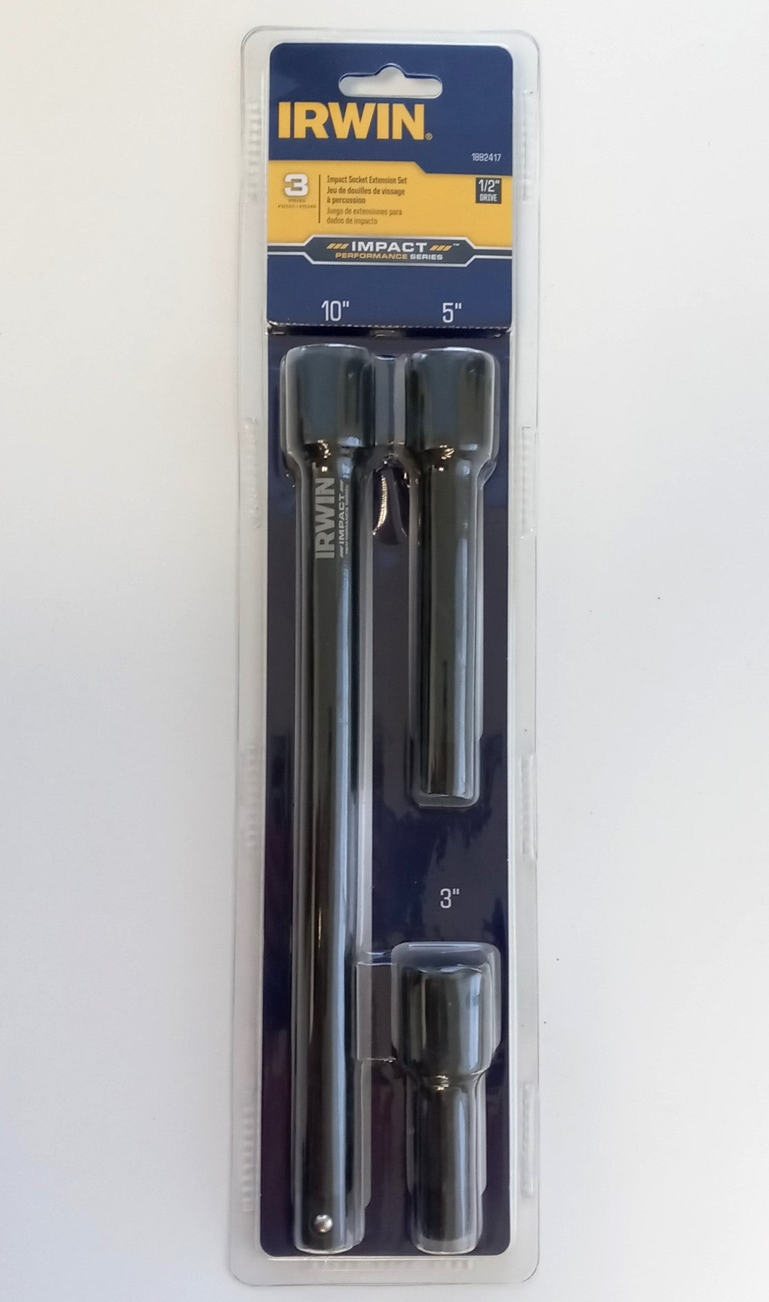IRWIN 1882417 1/2" Drive Impact Socket Extension set 3", 5" & 10"