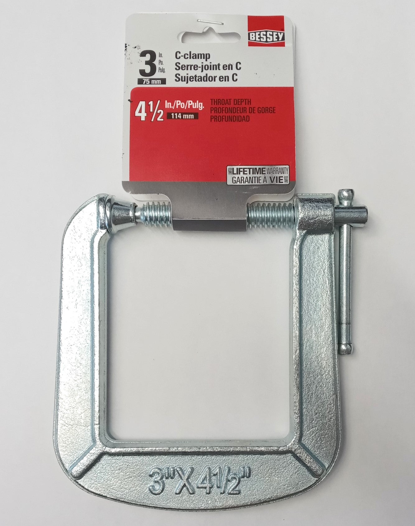 BESSEY Drop Forged C-clamp 3-inch X 4-1/2-inch, Deep Reach C Clamp CM34DR