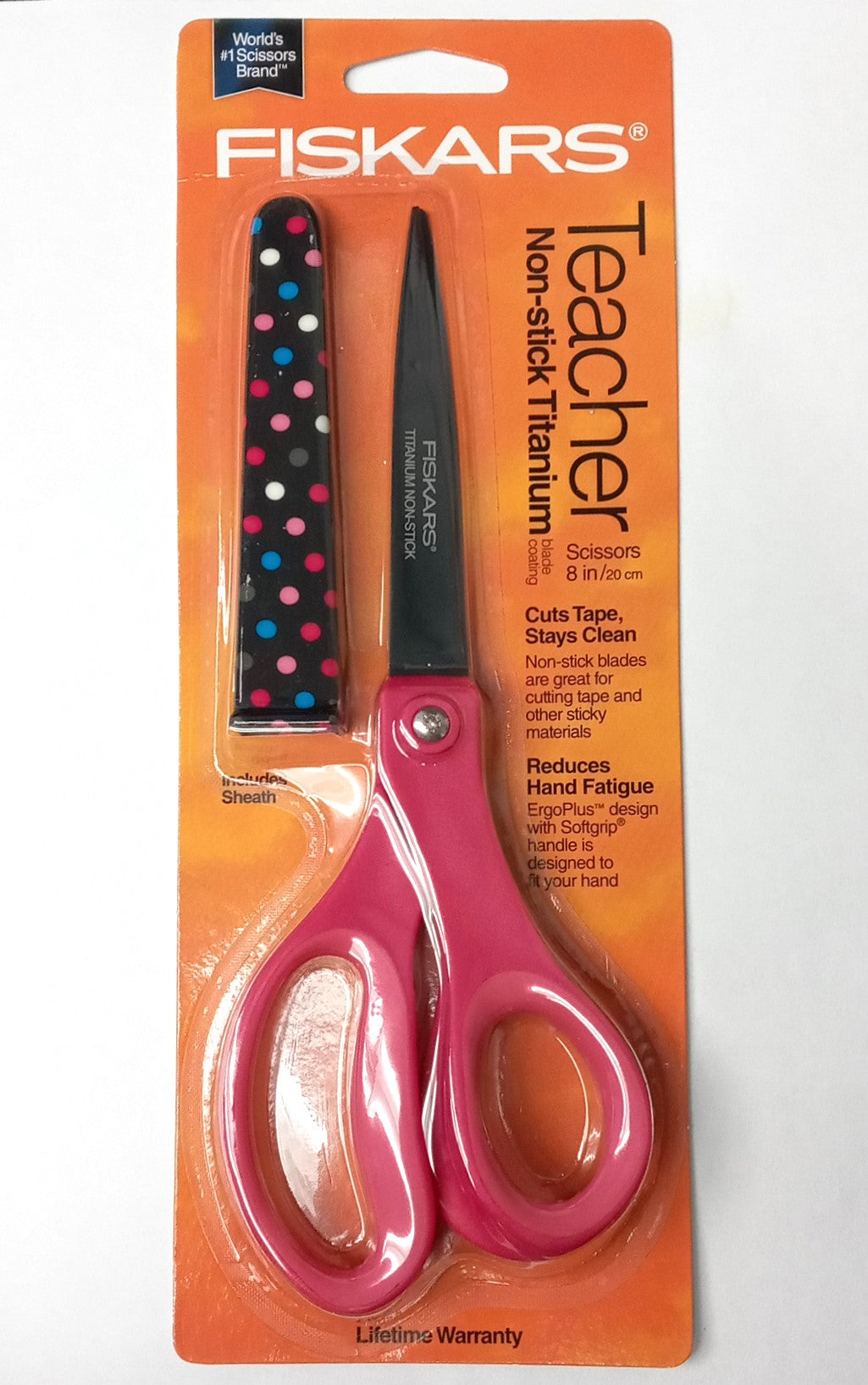Fiskars NON-STICK TITANIUM 8" Scissors with Sheath, Assorted Colors 154130-1010