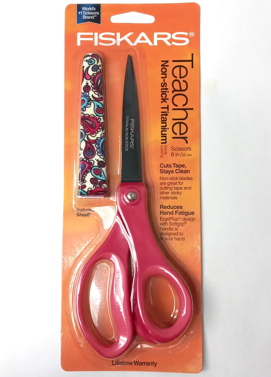 Fiskars NON-STICK TITANIUM 8" Scissors with Sheath, Assorted Colors 154130-1010