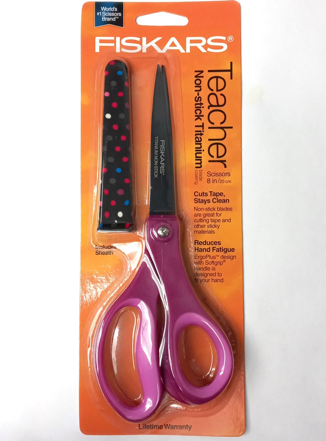 Fiskars NON-STICK TITANIUM 8" Scissors with Sheath, Assorted Colors 154130-1010