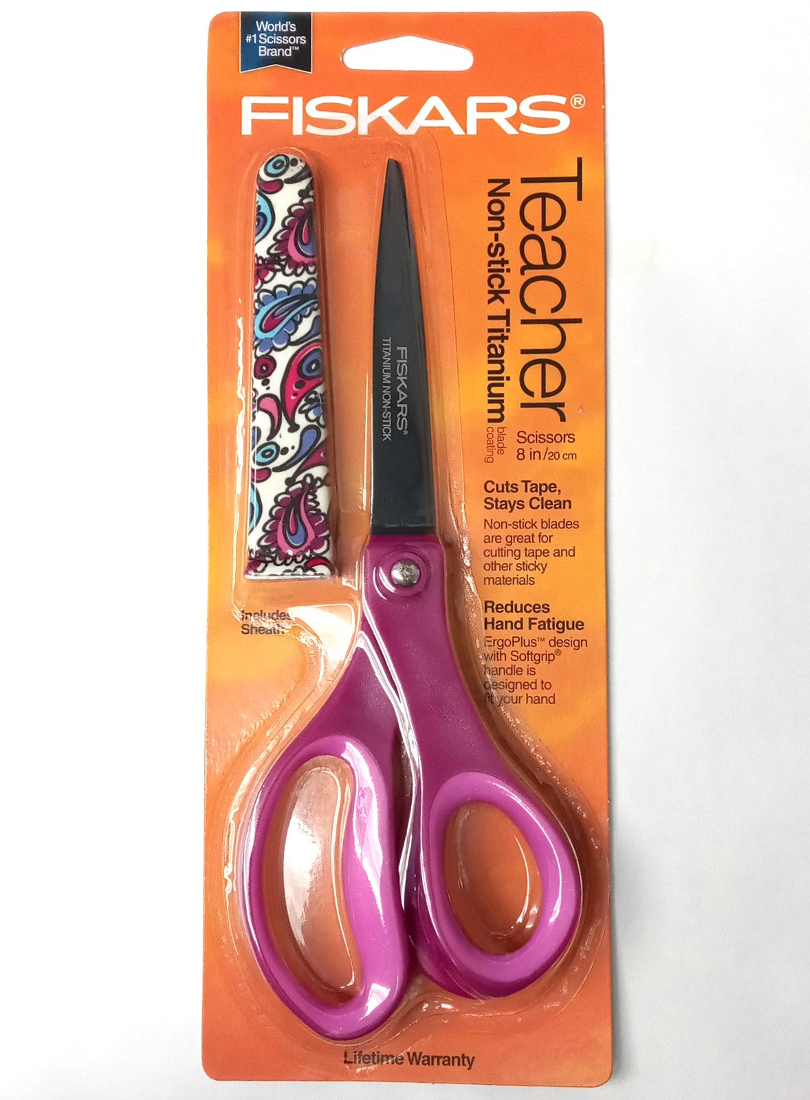 Fiskars NON-STICK TITANIUM 8" Scissors with Sheath, Assorted Colors 154130-1010