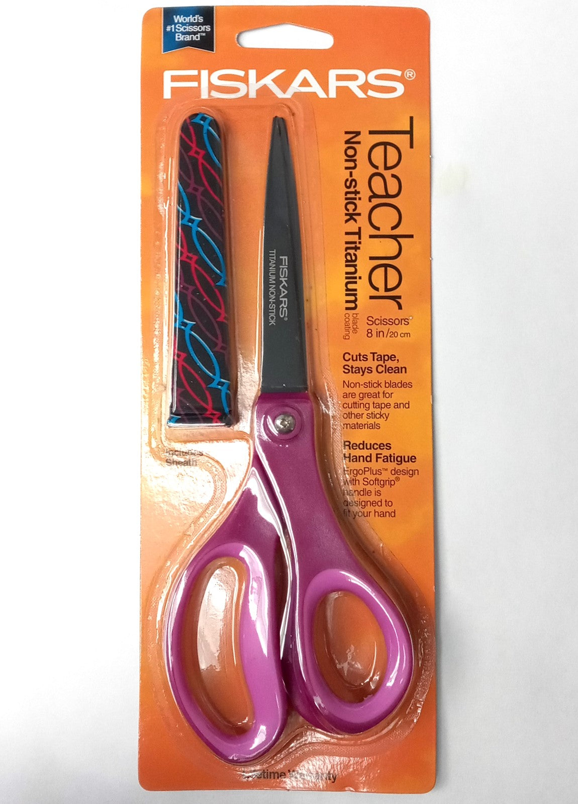 Fiskars NON-STICK TITANIUM 8" Scissors with Sheath, Assorted Colors 154130-1010