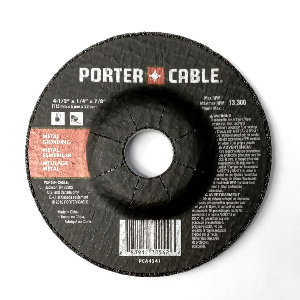 Porter Cable 4-1/2" x 1/4" x 7/8" Metal Grinding Wheels 10 Pack PCA4541