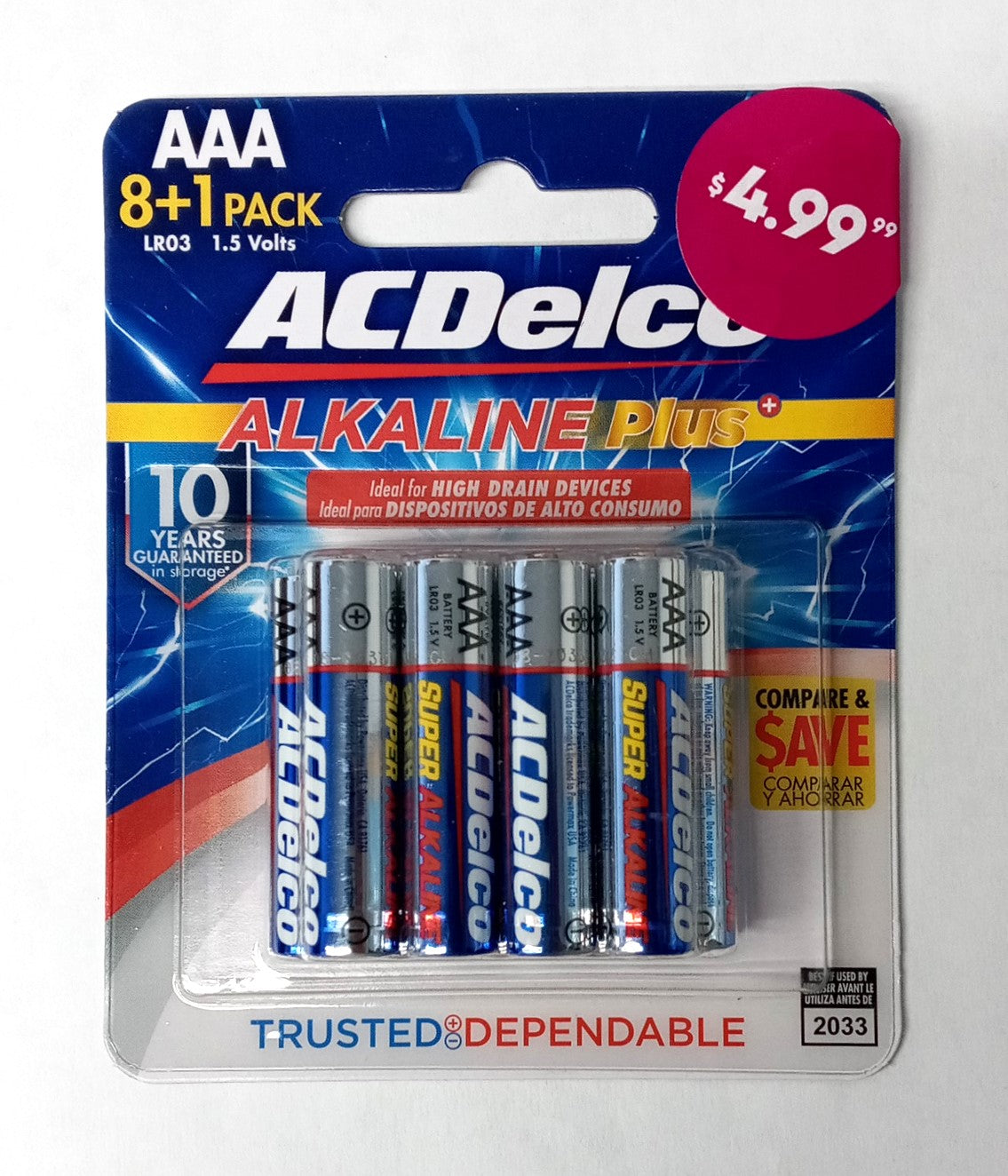 ACDelco AAA Batteries Super Heavy Duty  Count 9 per Pk  exp 2033