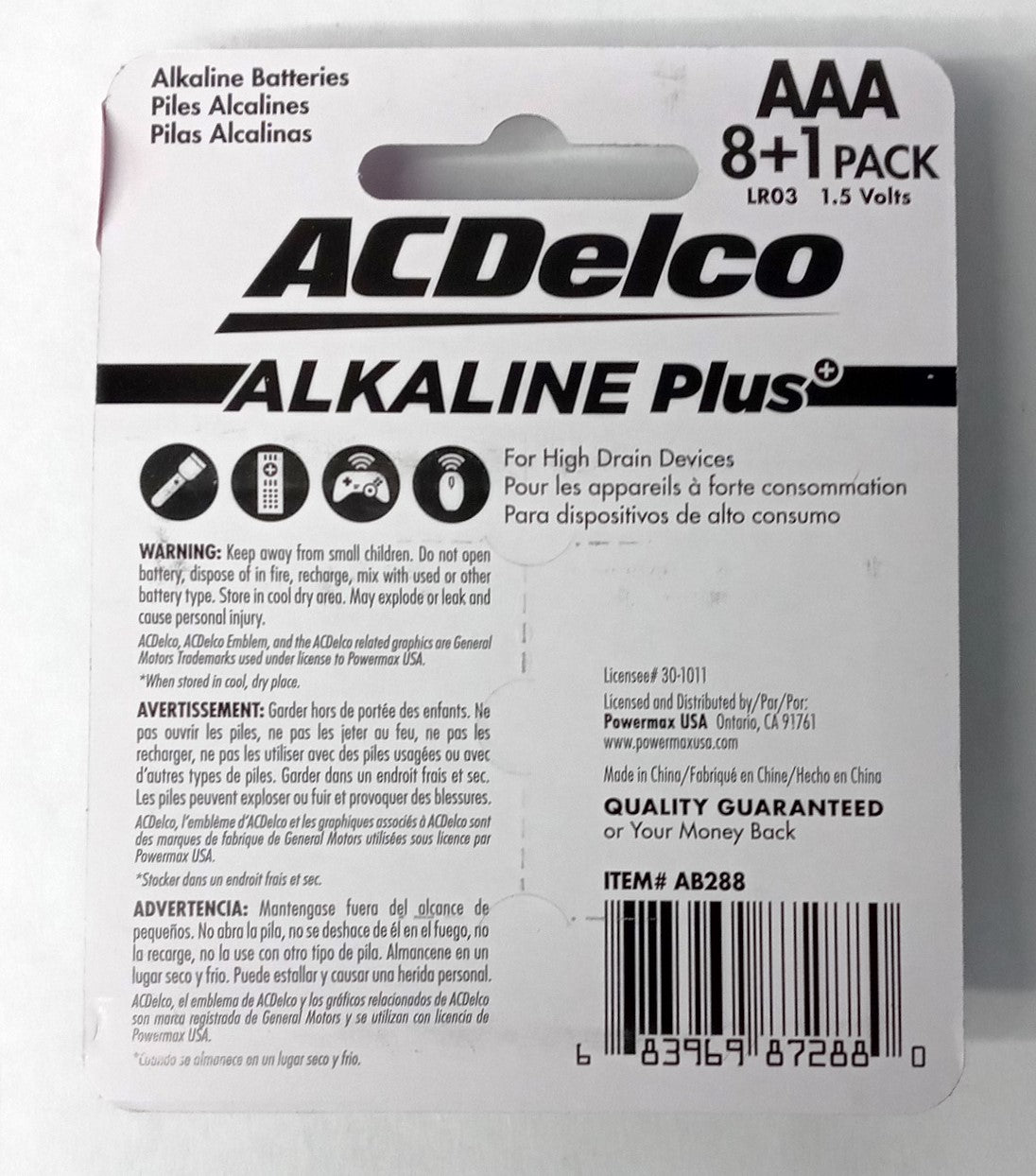 ACDelco AAA Batteries Super Heavy Duty  Count 9 per Pk  exp 2033
