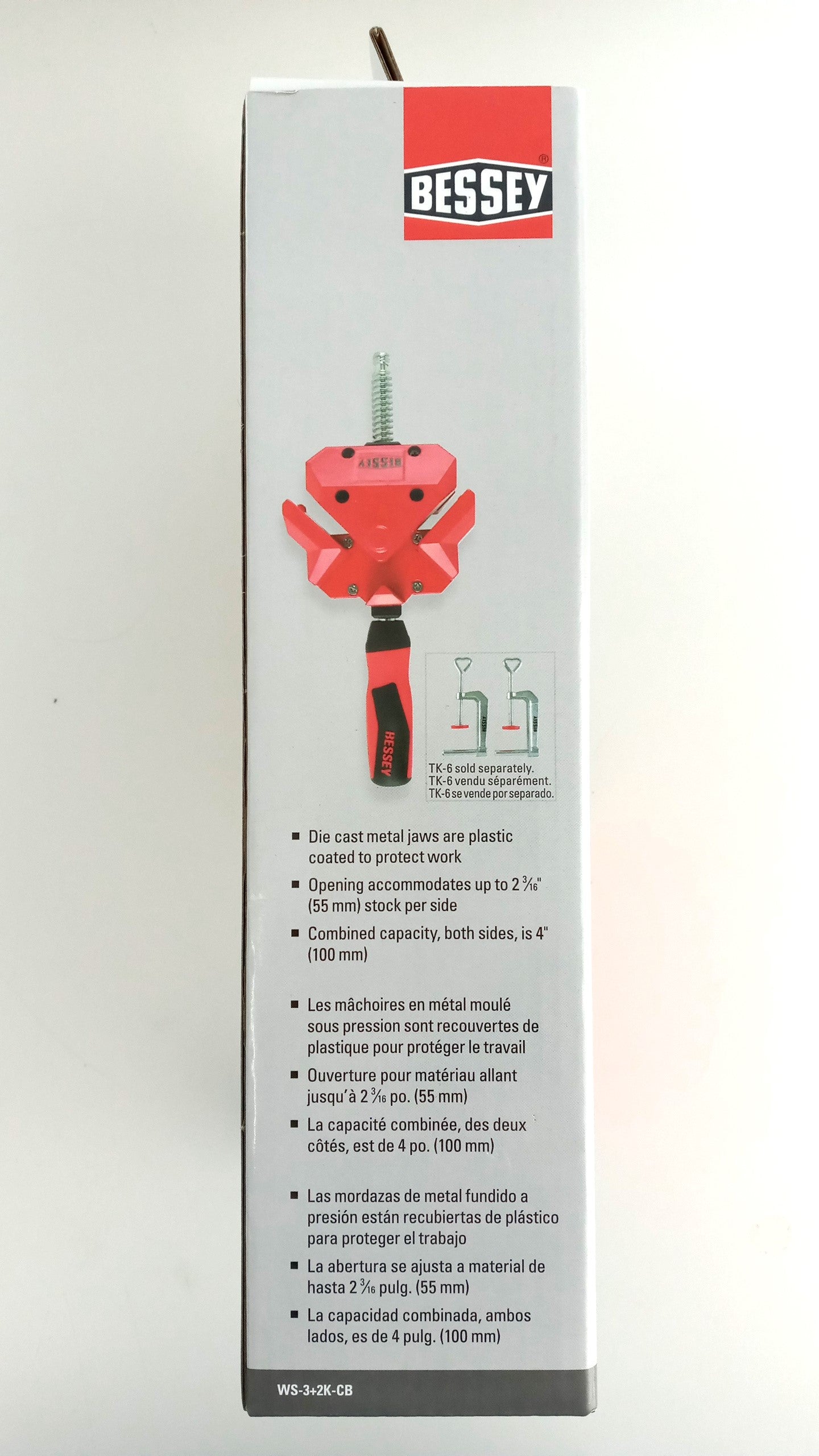 Bessey 90 Degree Angle Clamp, Die Cast Jaws, 4in Combined Capacity WS-3-2K