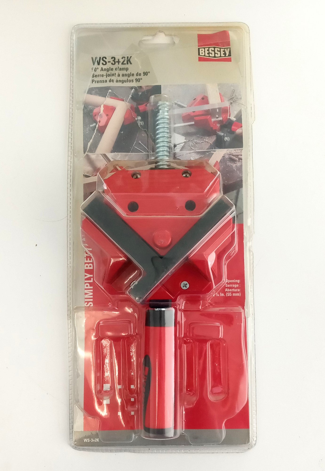 Bessey 90 Degree Angle Clamp, Die Cast Jaws, 4in Combined Capacity WS-3-2K