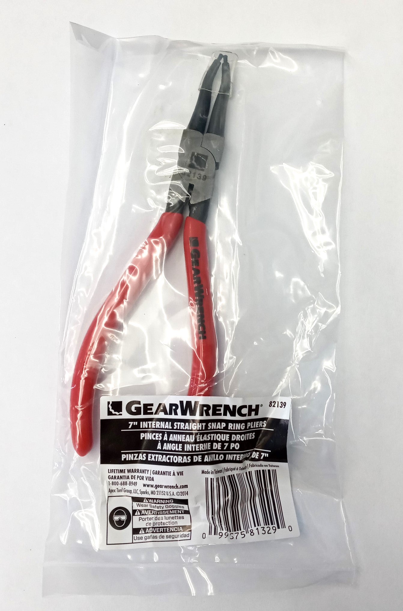 GearWrench 7" Straight Internal Snap Ring Pliers 82139