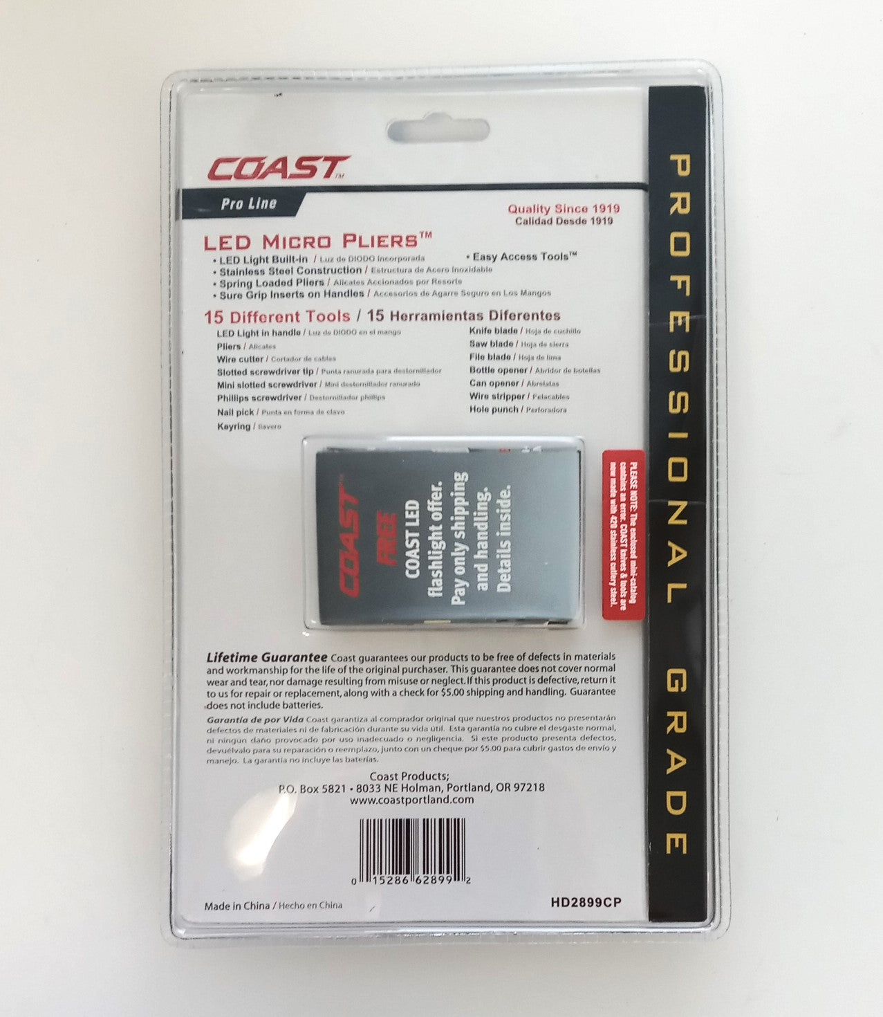 Coast Pro Line HD2899CP LED Micro Pliers Multi-Tool with Built-In Work Light