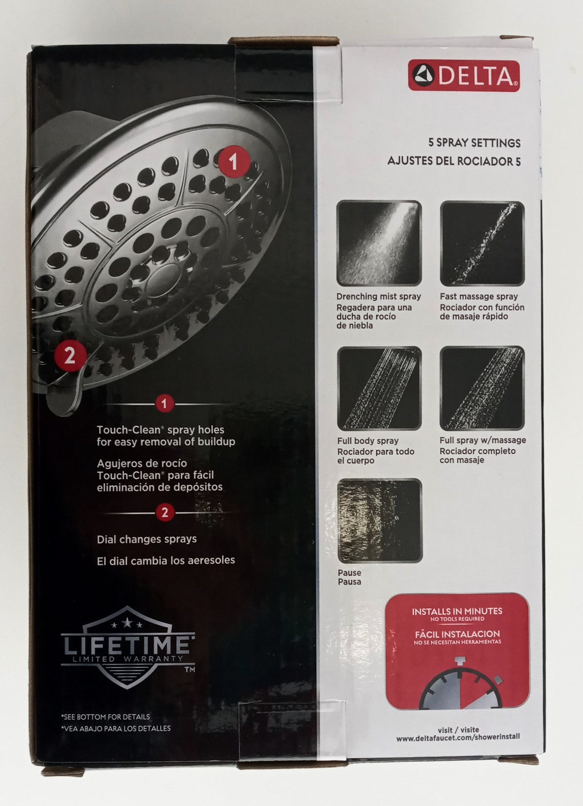 Delta 5-Spray Patterns Fixed Shower Head Chrome 1.75 GPM 4.94" 75554C