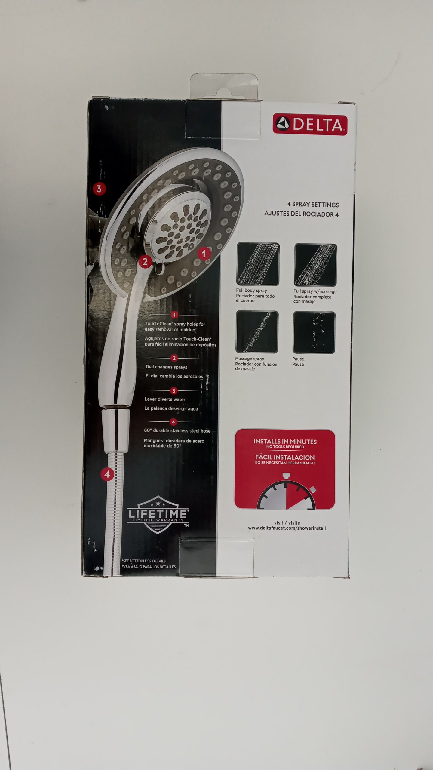 Delta In2ition 2-In-1 Shower Head 4 Sprays Stainless Steel Chrome 75488C