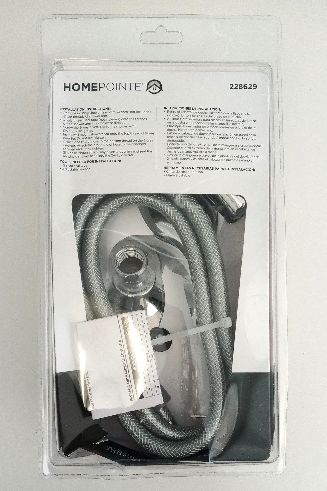 HomePointe Showerhead, Fixed/Handheld, 5-Settings, Chrome Plated 228629