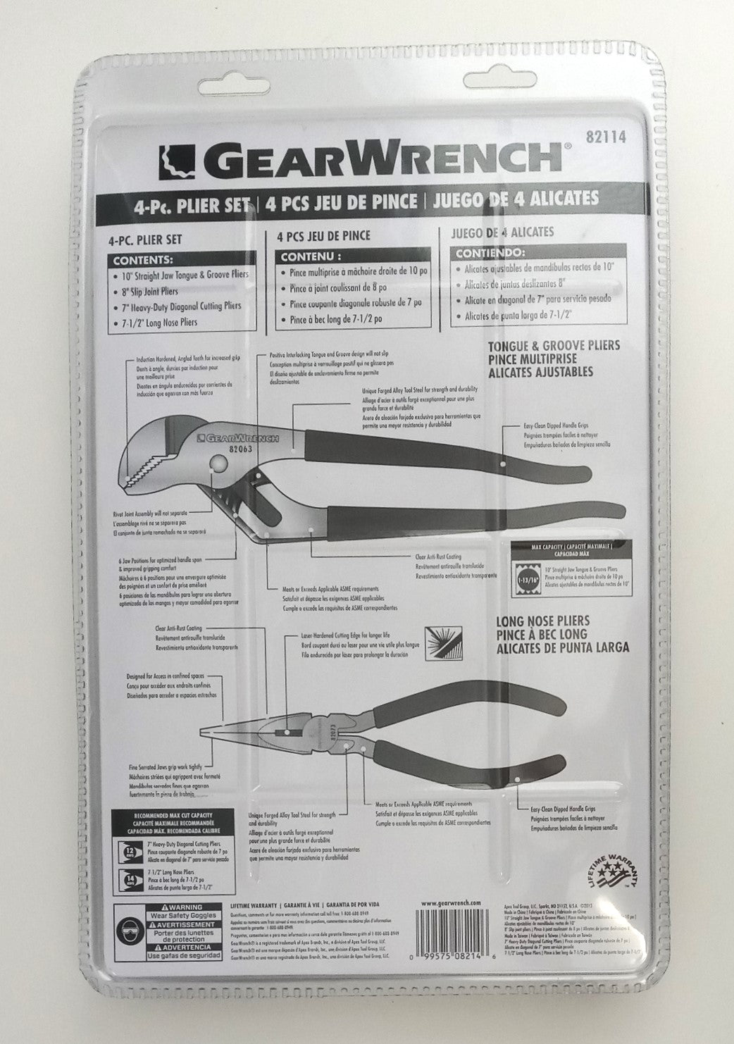 GEARWRENCH 4 Pc. Dipped Handle Plier Set - 82114