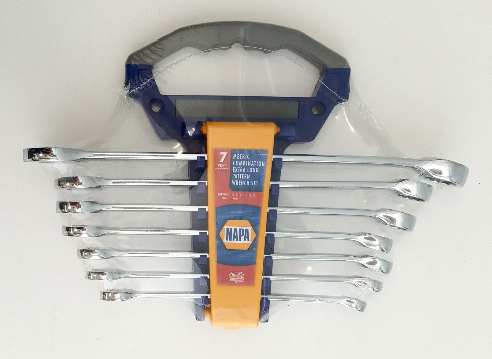 Napa 90933 7PC. Full Polish Extra Long Pattern Combination Wrench Set Metric