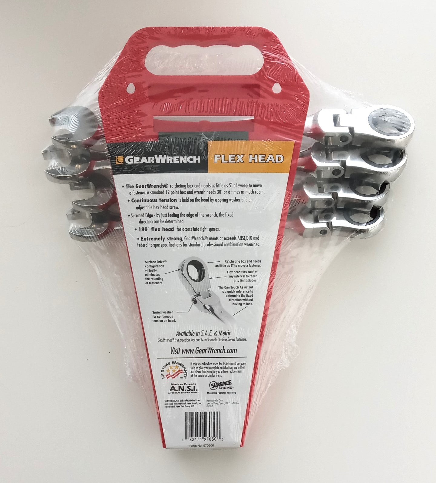 GearWrench 9703 SAE Flex Head Combo Ratcheting Wrench Completer Set 4 Pc