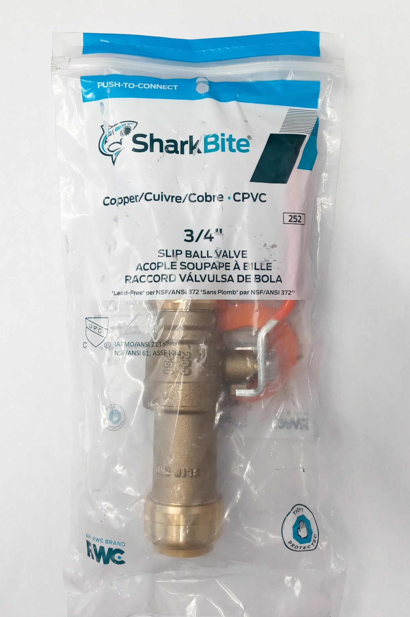SharkBite Max 3/4 in Brass Push-to-Connect Slip Ball Valve UR24736