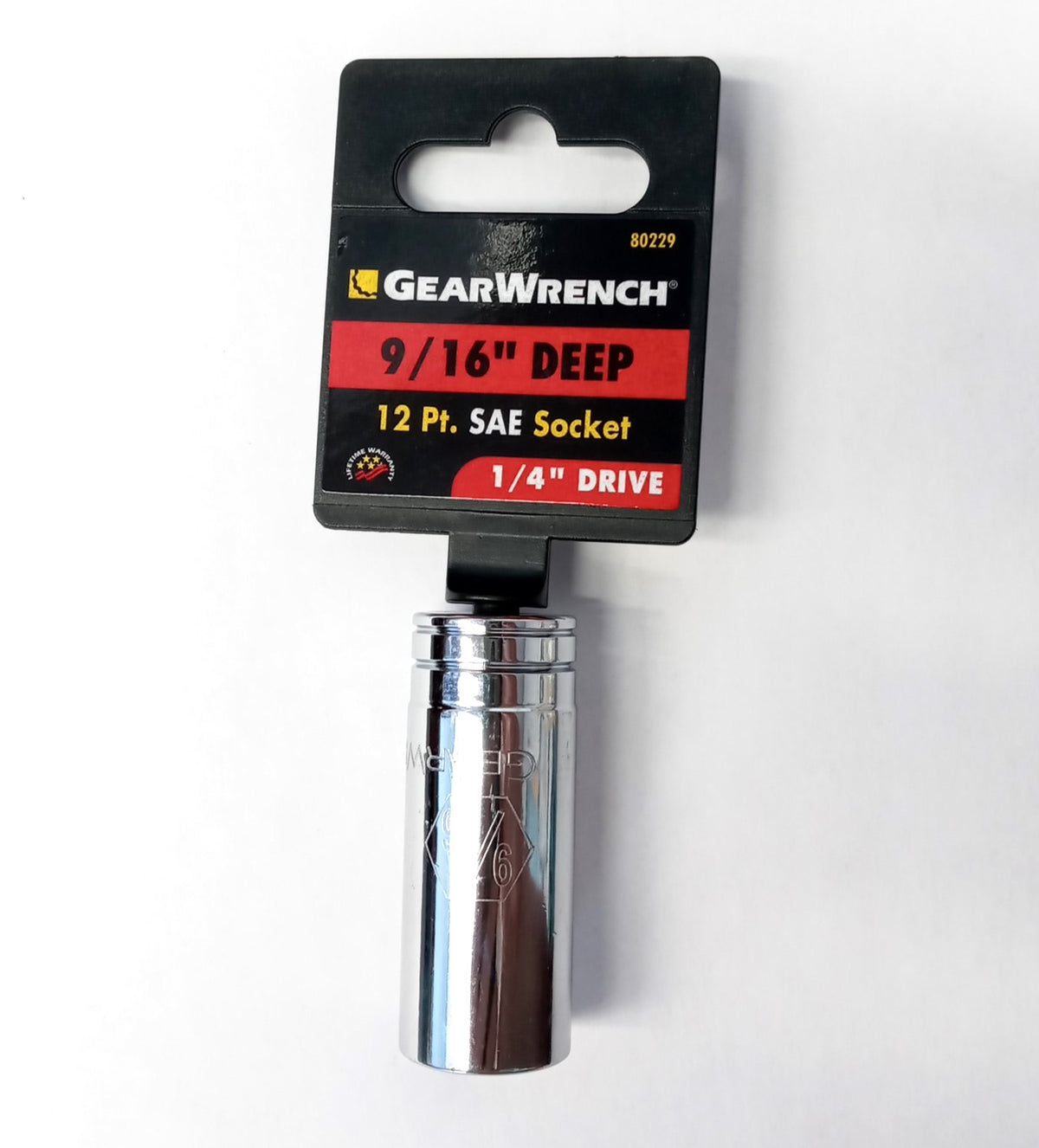 GEARWRENCH 1/4" Drive 12 Point Deep SAE Socket 9/16" 80229
