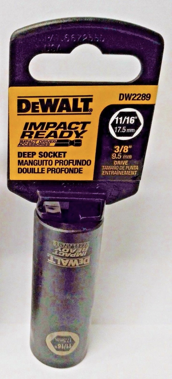 Dewalt DW2289 11/16" Impact Ready 6 Point Deep Socket 3/8" Drive