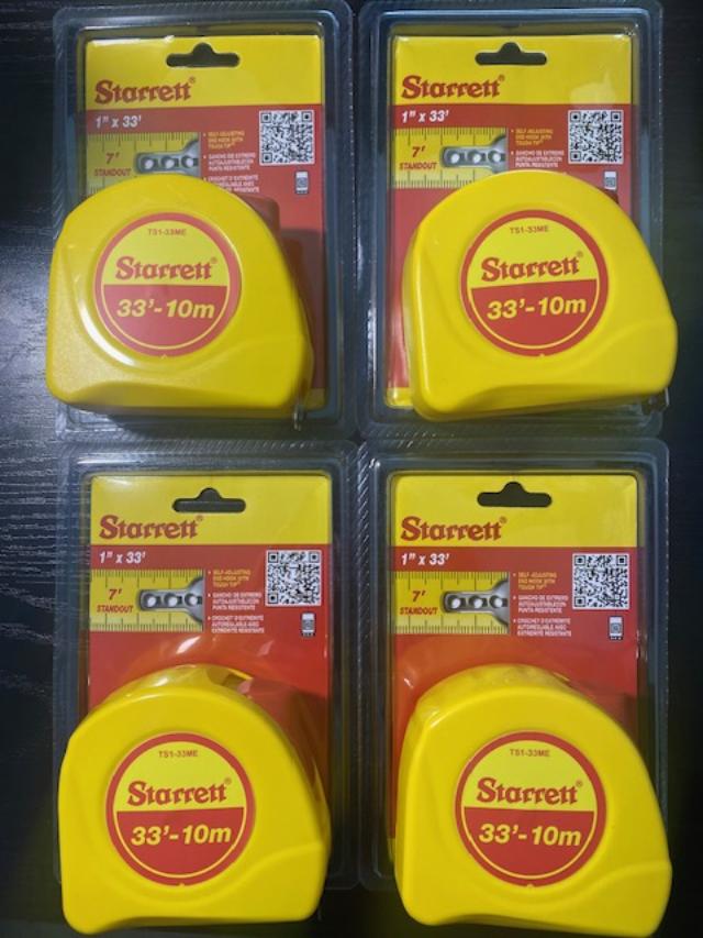 Starrett 33' x 1" SAE 10m Measuring Tapes Grad. 1/16 4pcs. TS1-33ME