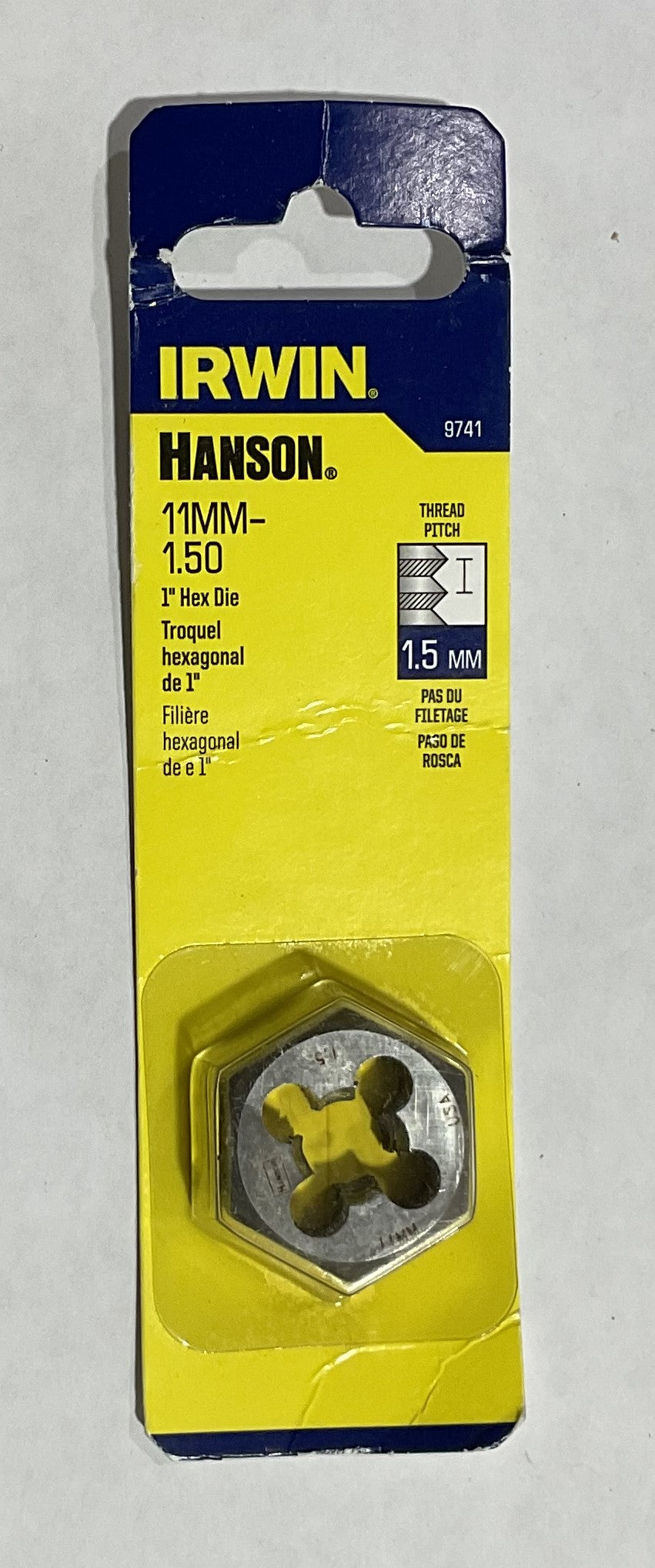 Irwin Hanson 11mm-1.50 1" Hex Die 9741 #I-16