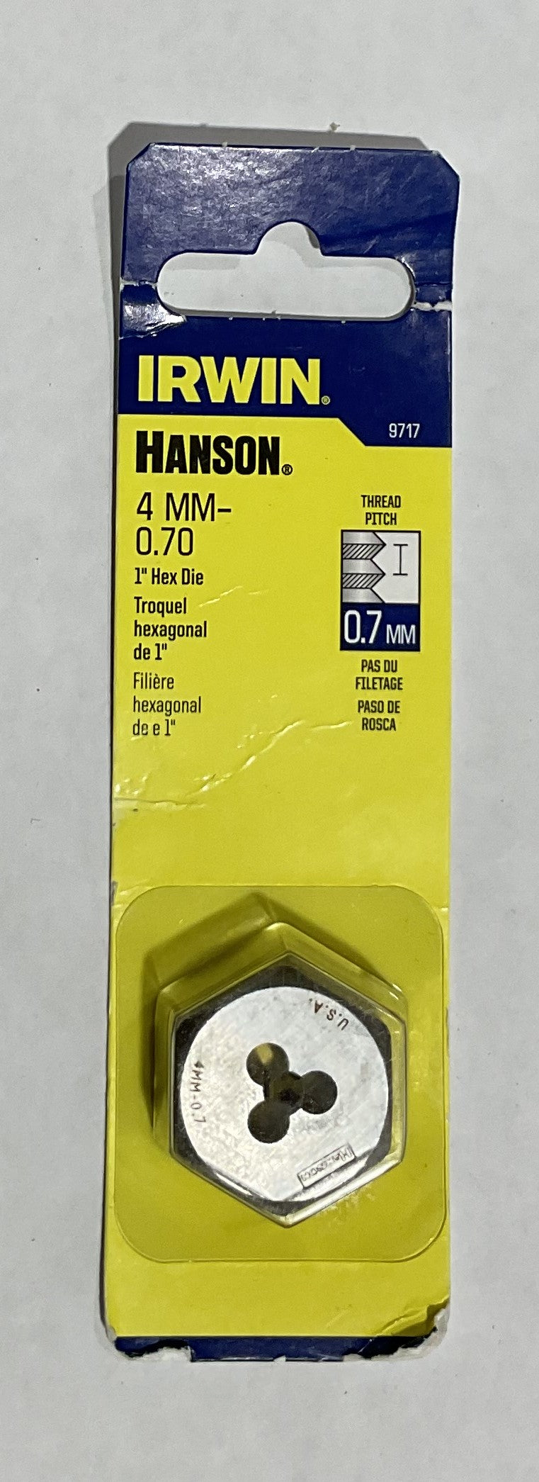 Irwin Hanson 4mm-0.70 1" Hex Die 9717 I-58
