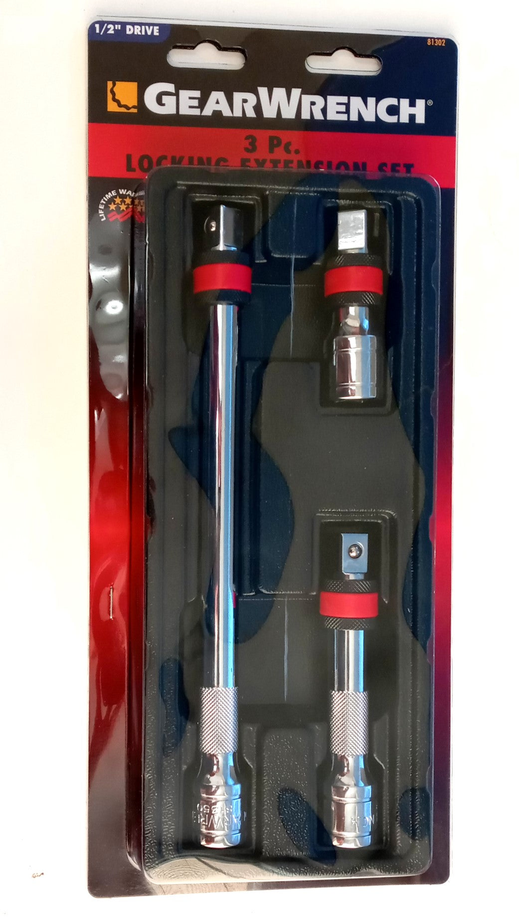 GEARWRENCH 81302 3Pc. 1/2" Drive Locking Socket Extension Set 3" 5" & 10"