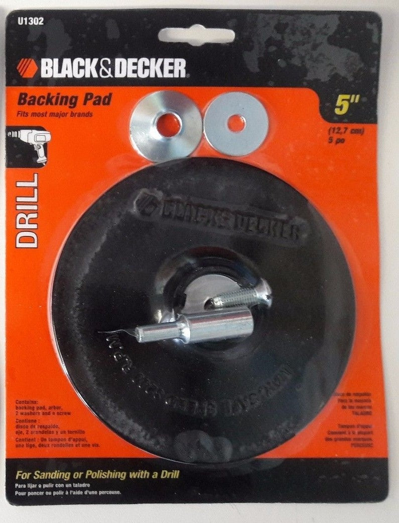Black & Decker U1302 5" Backing Pad with 1/4" Attached Shank