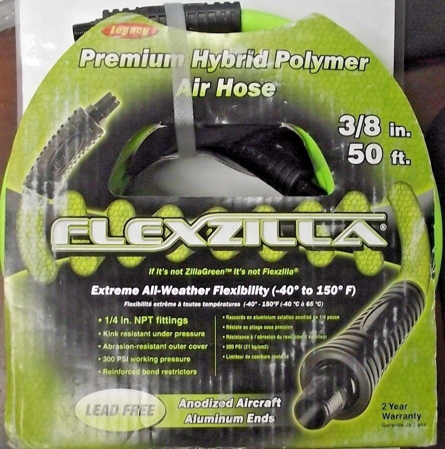 Legacy HFZ3850YW2-C Flexzilla Hybrid Polymer Air Hose 3/8-in x 50-FT 1/4-in NPT