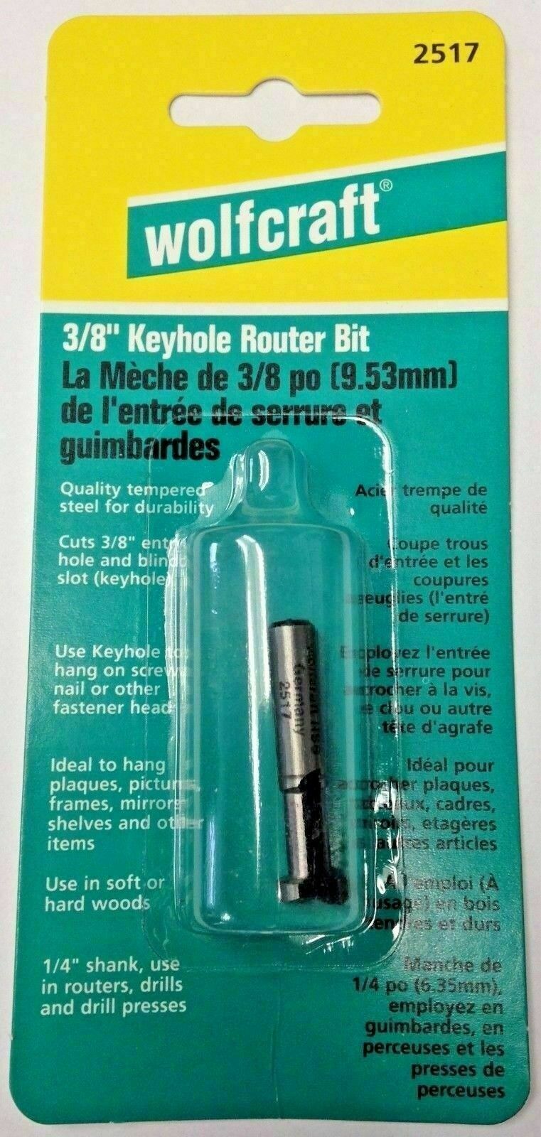 Wolfcraft 3/8" HSS Keyhole Router Bit With 1/4" Shank 2517