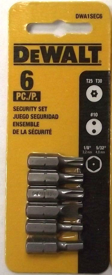 DEWALT DWA1SEC6 6pc. Security Bit Set Tamper-proof Torx And Hex Bits