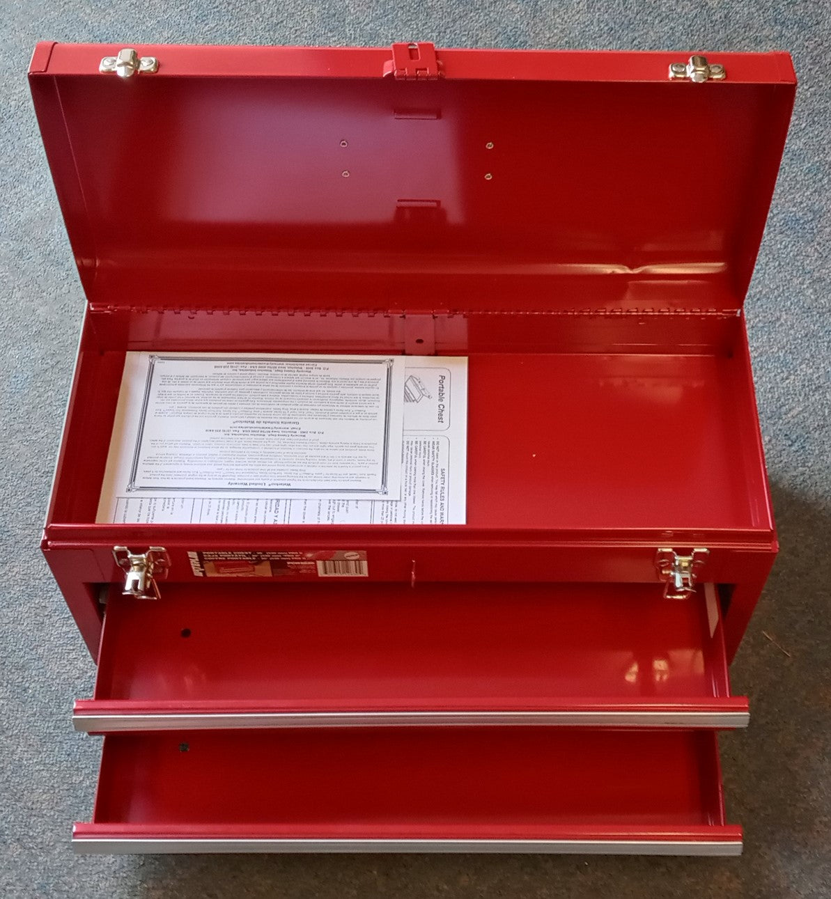 Waterloo 20-1/2 L x 8-1/2 W x 9-1/2 High Red 2 Drawer Metal Tool Box PCH2020